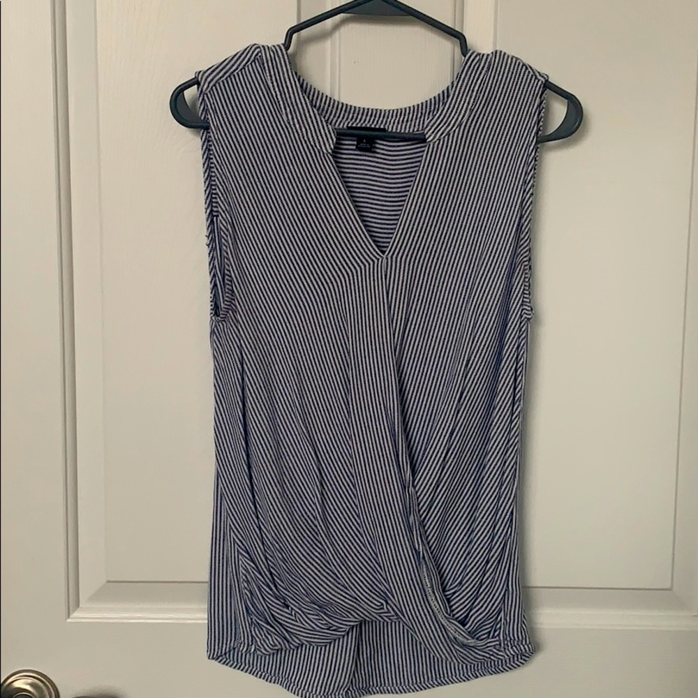 Blue and white striped swing blouse